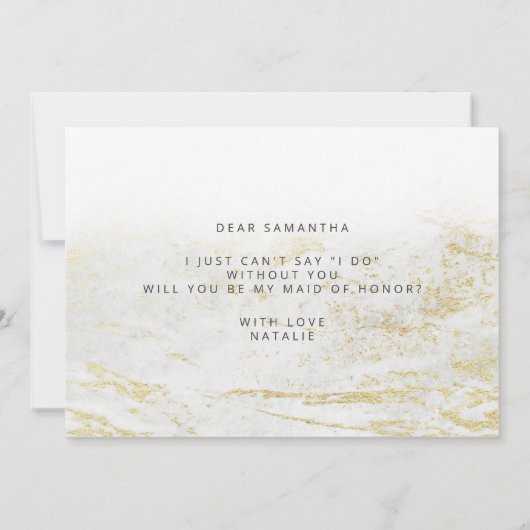 Modern Marble White Maid of Honor proposal Kaart (Achterkant)