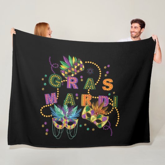 Modern Mardi Gras Fleece Deken (In situ)