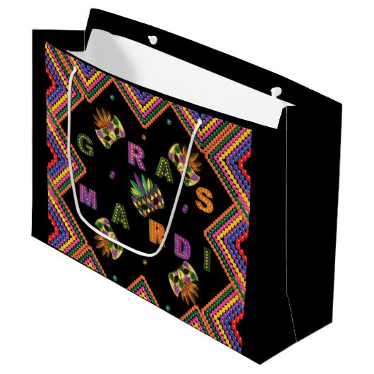 Modern Mardi Gras Large Gift Bag Groot Cadeauzakje (Voorkant Gekanteld)