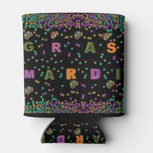 Modern Mardi Gras Pattern Blikjeskoeler (Achterkant)