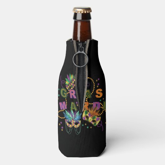 Modern Mardi Gras Pattern Flesjeskoeler (Fles Achterkant)