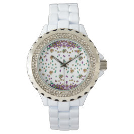 Modern Mardi Gras Pattern Horloge