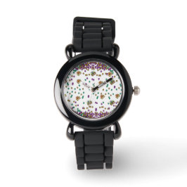 Modern Mardi Gras Pattern Horloge