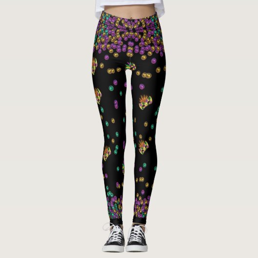 Modern Mardi Gras Pattern Leggings (Voorkant)