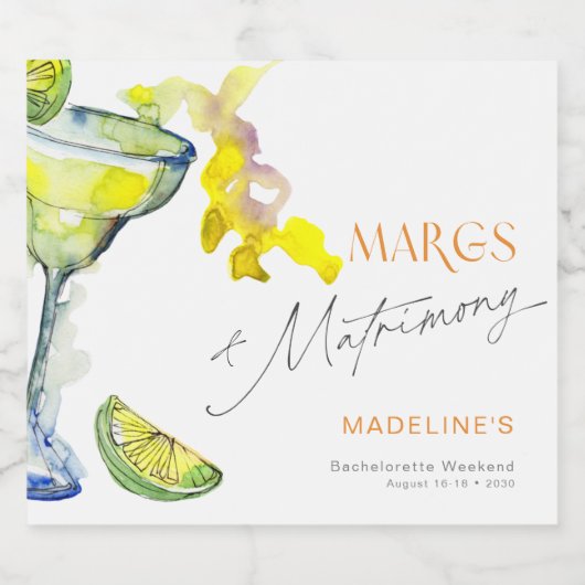 Modern Margs & Huwelijk Bachelorette Weekend Likeurfles Etiket (Enkel label)