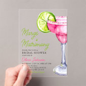 Modern Margs & Matrimony Cocktail Vrijgezellenfees Acryl Uitnodigingen (Insitu (Draagbaar))