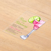 Modern Margs & Matrimony Cocktail Vrijgezellenfees Acryl Uitnodigingen (Laagn)
