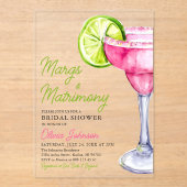 Modern Margs & Matrimony Cocktail Vrijgezellenfees Acryl Uitnodigingen (Voorkant)
