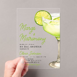 Modern Margs & Matrimony Cocktail Vrijgezellenfees Acryl Uitnodigingen
