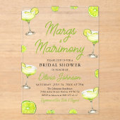 Modern Margs & Matrimony Cocktail Vrijgezellenfees Acryl Uitnodigingen (Voorkant)