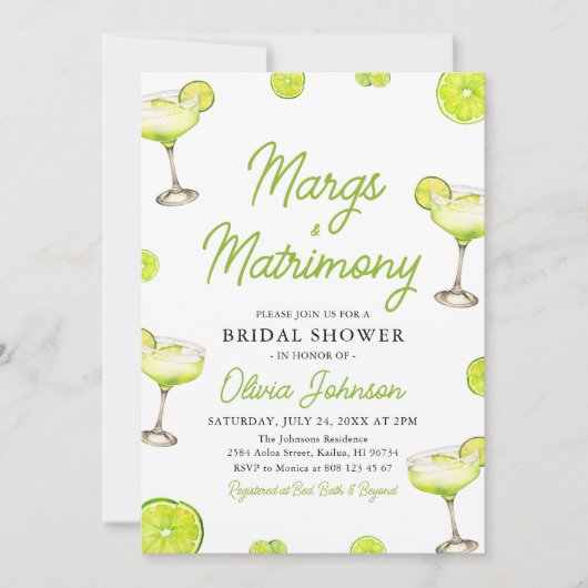 Modern Margs & Matrimony Cocktail Vrijgezellenfees Kaart (Voorkant)