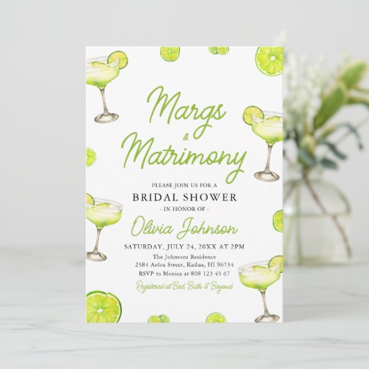 Modern Margs & Matrimony Cocktail Vrijgezellenfees Kaart (Staand voorkant)