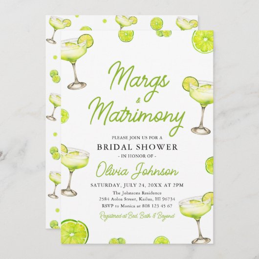 Modern Margs & Matrimony Cocktail Vrijgezellenfees Kaart (Voorkant / Achterkant)