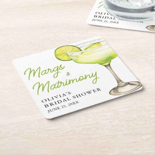 Modern Margs & Matrimony Cocktail Vrijgezellenfees Kartonnen Onderzetters (Schuin)
