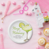 Modern Margs & Matrimony Cocktail Vrijgezellenfees Papieren Bordje (Feest)