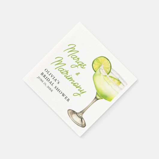 Modern Margs & Matrimony Cocktail Vrijgezellenfees Servet (Hoek)