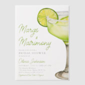 Modern Margs & Matrimony Cocktail Vrijgezellenfees Vellum Uitnodigingen (Voorkant)