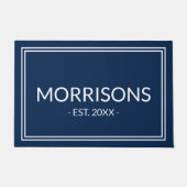 Modern marineblauw aangepaste naam datum dubbele g deurmat (Voorkant)