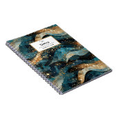 Modern marineblauw Abstract winterglitterpatroon Notitieboek (Rechterzijde)