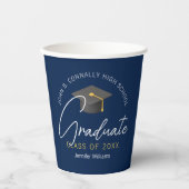 Modern marineblauw Afstuderen afstudeerfeest op ma Papieren Bekers (Voorkant)