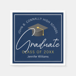 Modern marineblauw Afstuderen afstudeerfeest op ma Servet
