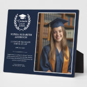Modern marineblauw Afstuderen foto & embleemgeheug Fotoplaat (Zijkant)