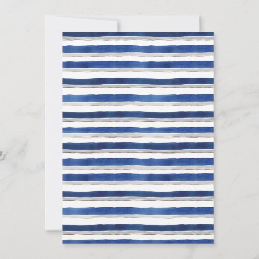 Modern marineblauw bloemengoud Lijst bruiloft Kaart (Achterkant)