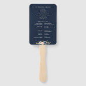 Modern marineblauw & blush roze bruiloft programma handwaaier (Achterkant)