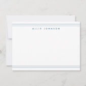 Modern marineblauw drievoudige lijn twee grensnaam notitiekaartje (Voorkant)