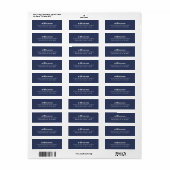 Modern marineblauw eenvoudig achternaam retouradre etiket (Full Sheet)