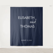 Modern marineblauw eenvoudige elegante bruiloft ac wandkleed (Voorkant)