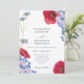 Modern marineblauw elegante wilde bloem bloemenbru kaart (Staand voorkant)