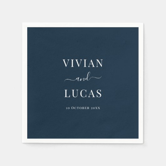 Modern marineblauw formele minimale bruiloft servet (Voorkant)