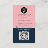 modern marineblauw Foto logo QR code professional Visitekaartje (Achterkant)
