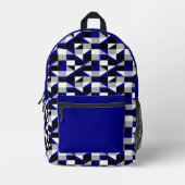 Modern marineblauw geometrisch bedrukte rugzak (Voorkant)