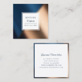 Modern marineblauw goud stijlvolle luxe vierkante visitekaartje (Voorkant / Achterkant)