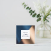 Modern marineblauw goud stijlvolle luxe vierkante visitekaartje (Staand voorkant)