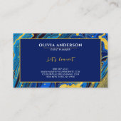 Modern marineblauw & goudmarmer Agaat Abstract Visitekaartje (Achterkant)