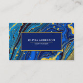 Modern marineblauw & goudmarmer Agaat Abstract Visitekaartje (Voorkant)