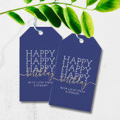 Modern marineblauw Happy Birthday Cadeau Labels Cadeaulabel
