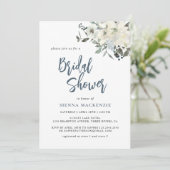 Modern marineblauw ivoor bloemig Vrijgezellenfeest Kaart (Staand voorkant)