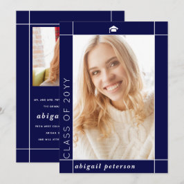 Modern marineblauw Klasse van 2025 afstuderen foto Aankondiging