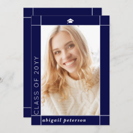 Modern marineblauw Klasse van 2025 afstuderen foto Aankondiging