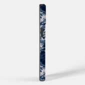 Modern marineblauw marmer zilveren glitter monogra Case-Mate iPhone case (Achterkant / Rechts)