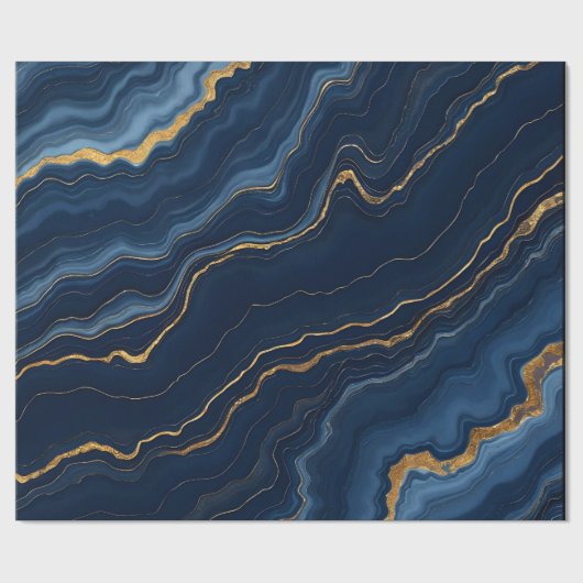 Modern marineblauw marmeren Collectie Cadeaupapier (Vlak)