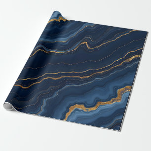 Modern marineblauw marmeren Collectie Cadeaupapier