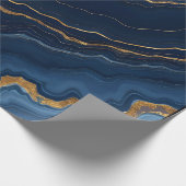 Modern marineblauw marmeren Collectie Cadeaupapier (Hoek)