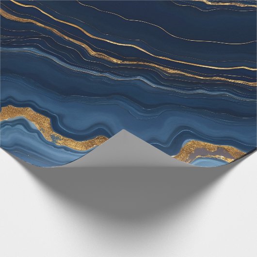 Modern marineblauw marmeren Collectie Cadeaupapier (Hoek)