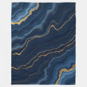 Modern marineblauw marmeren Collectie Fleece Deken (Voorkant)