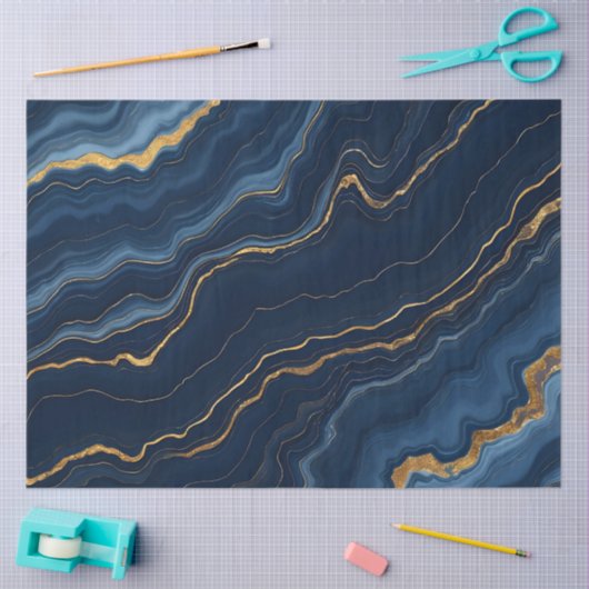 Modern marineblauw marmeren Collectie Tissuepapier (Craft)